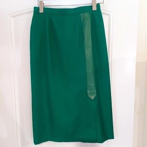 Vintage wool and leather accent midi skirt New Old Stock ROBERT ALEXANDRE PARIS